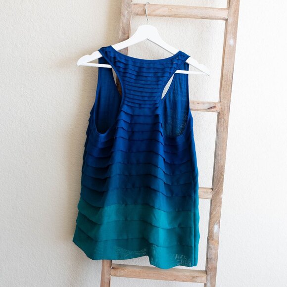 5/48 SAKS FIFTH AVENUE OMBRE RACERBACK BLOUSE TOP SZ L - Picture 3 of 7